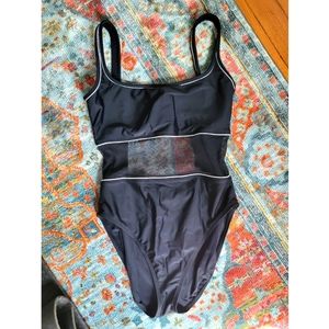 La Blanca by Rod Beattie Swimsuit with Mesh Detail Black and White 14